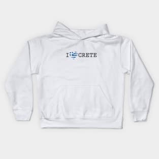 I Love Crete Greek Flag Kids Hoodie